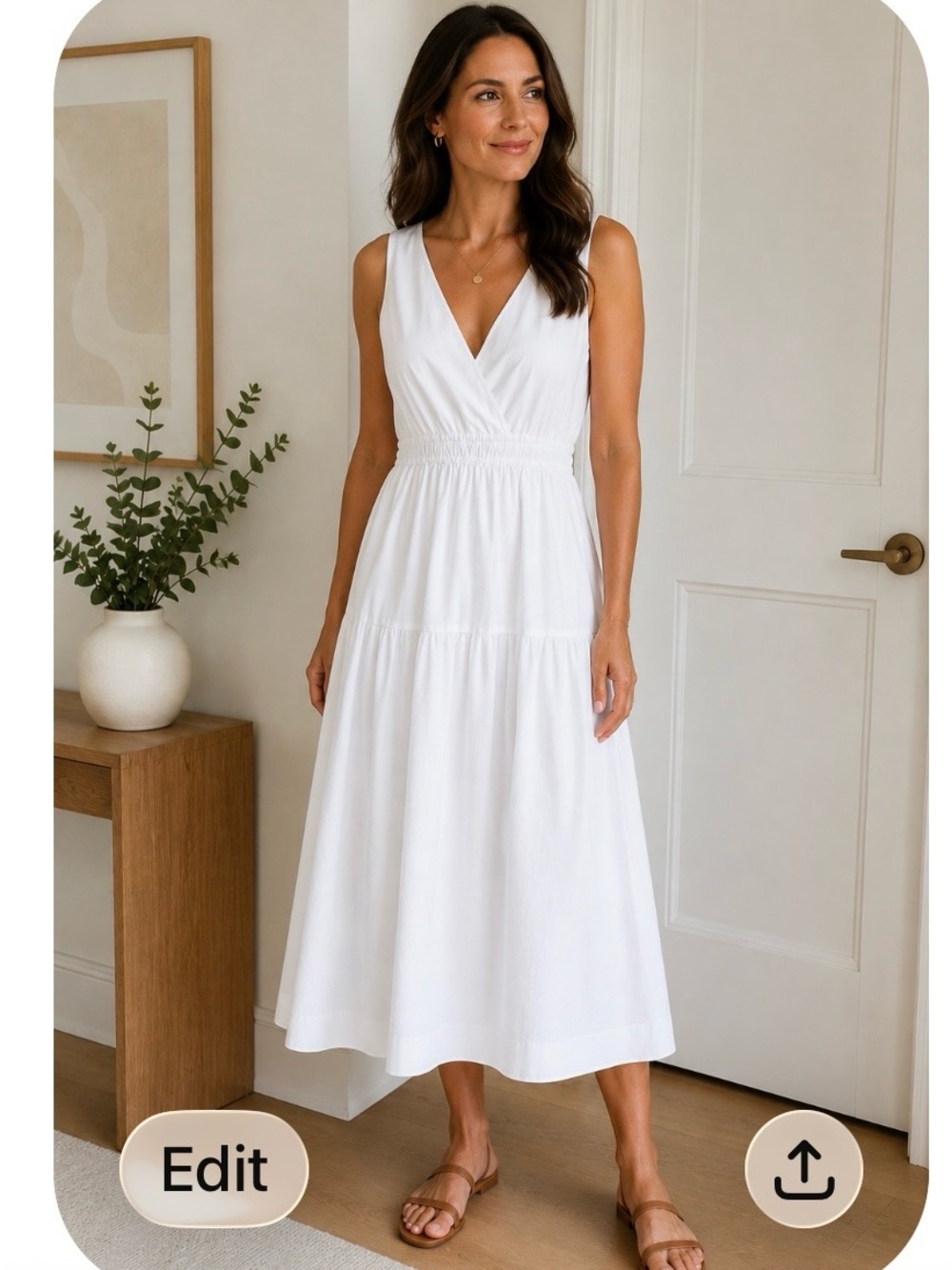 Babaton White Sleeveless V-Neck Midi Dress - Picture 7 of 7
